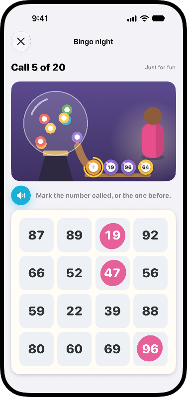 Bingo Night: Mark the numbers called on your card