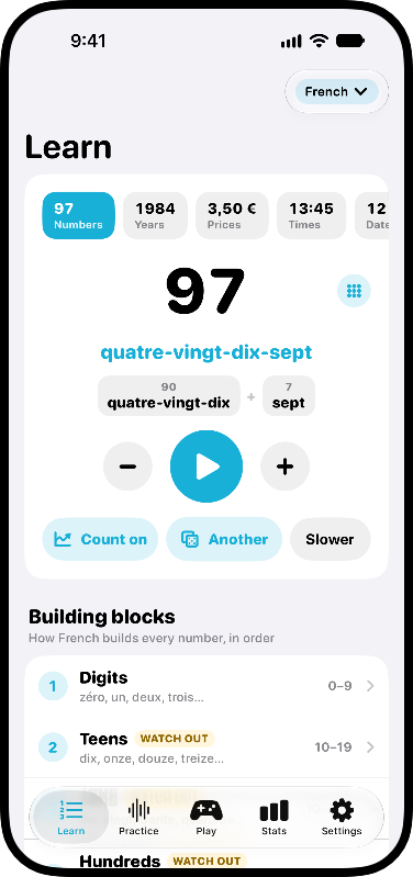 How Numbers Are Built: Hear any number, read it, take it apart