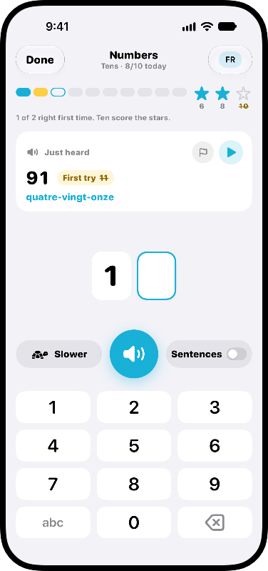 Hear It, Type It: Numbers in dozens of languages, at your speed